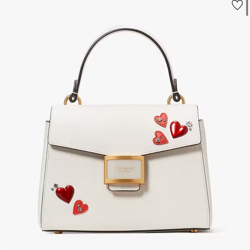 NEW kate spade new york katy heart embellished small top handle bag valentines